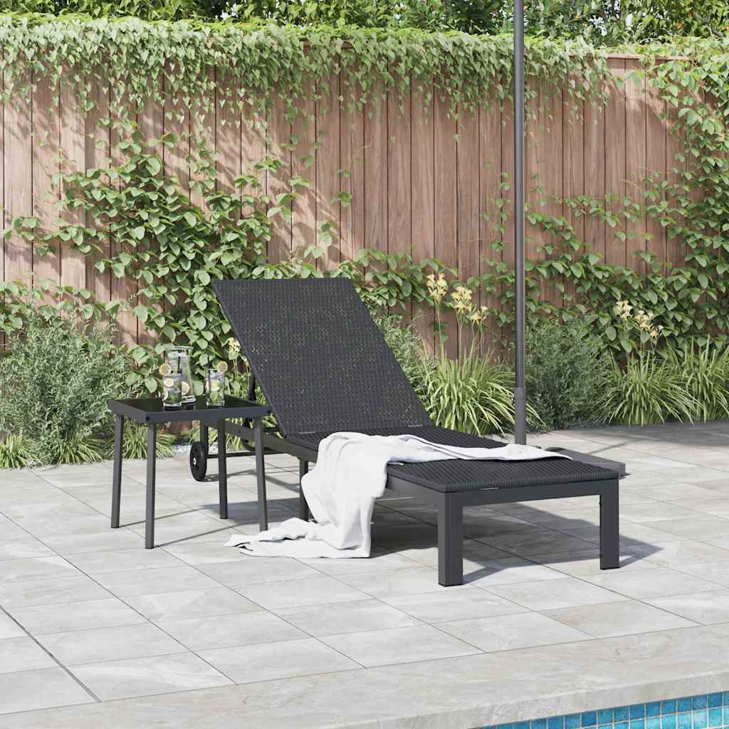 Vidaxl ligstoel poly rattan zwart
