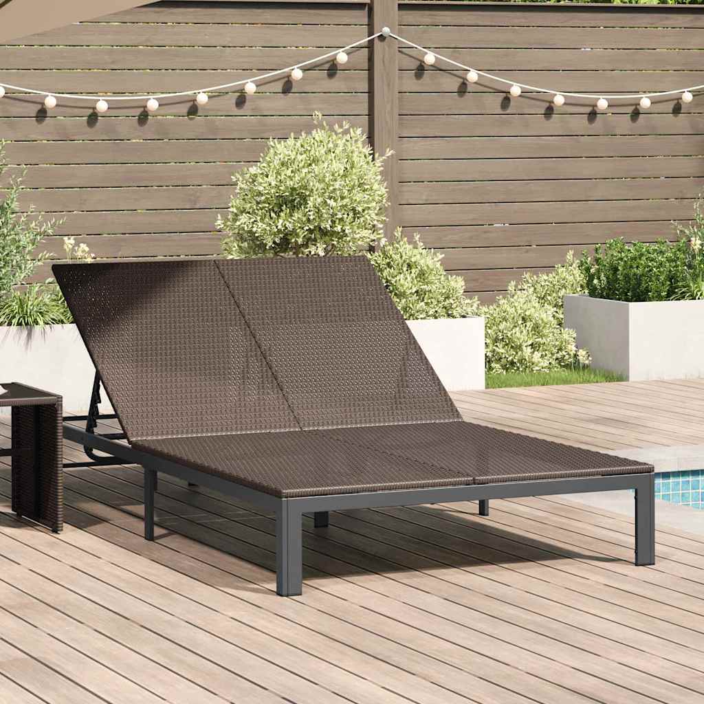 Vidaxl ligstoel poly rattan bruin