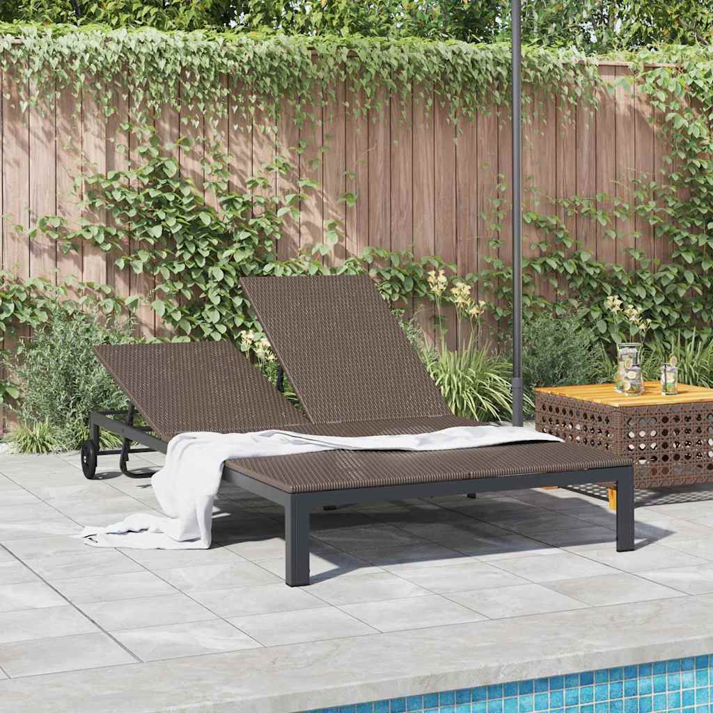 Vidaxl ligstoel poly rattan bruin