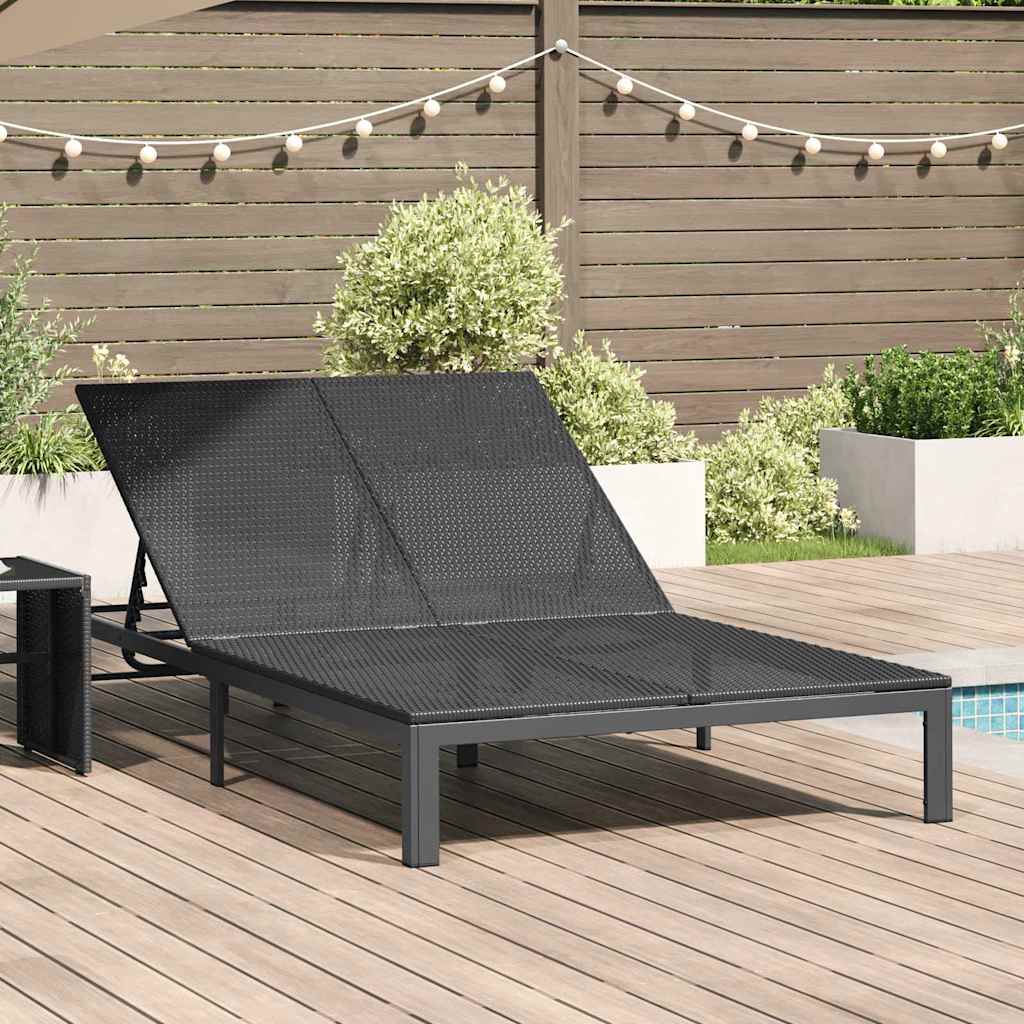 Vidaxl ligstoel poly rattan zwart