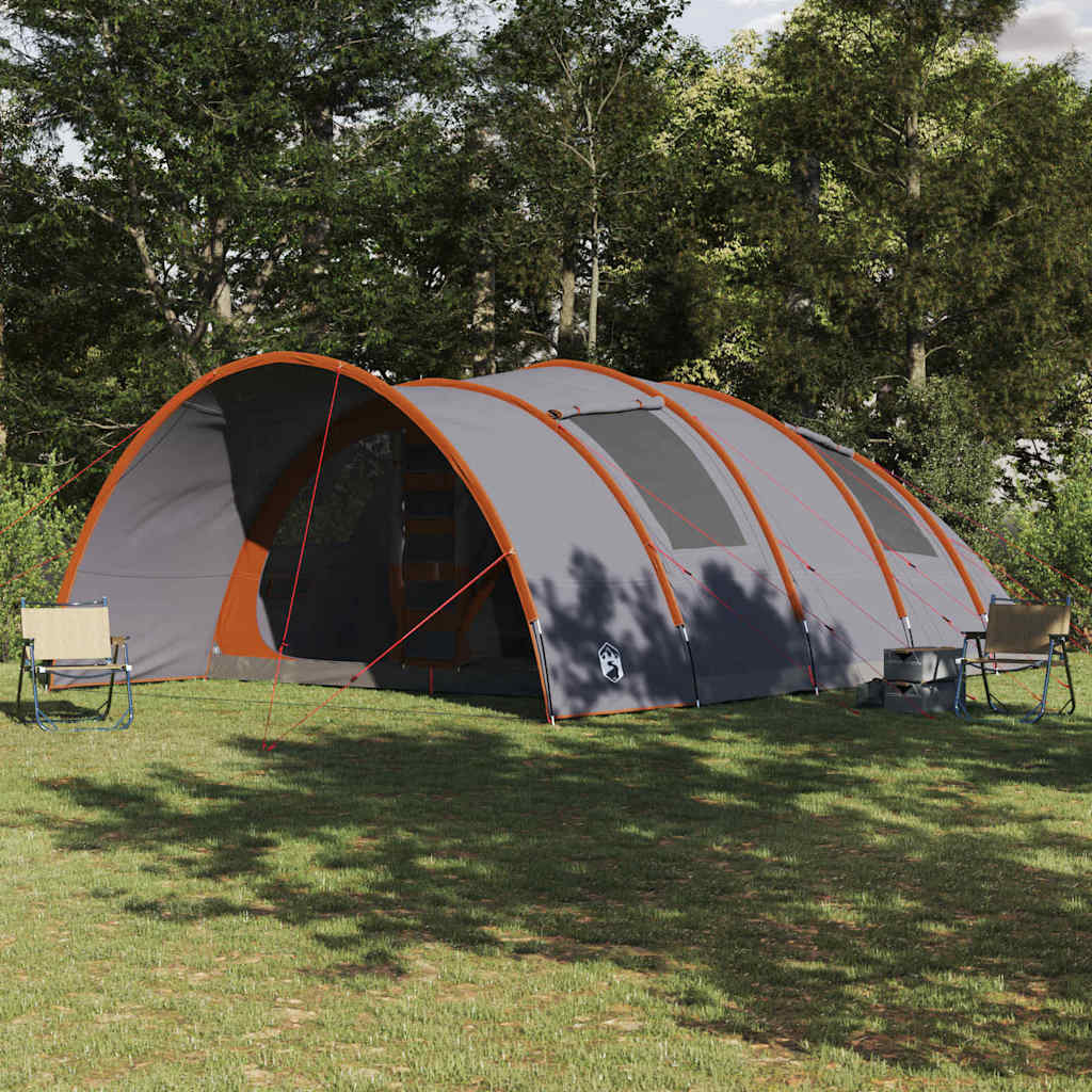 Vidaxl tunneltent met dak grijs en oranje 710 x 460 x 245 cm