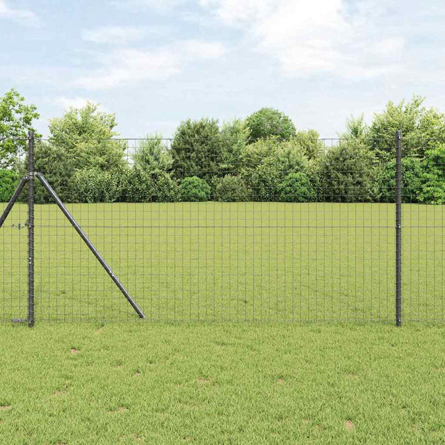 Vidaxl ingegraven hekpalen 7 st grijs gepoedercoat staal