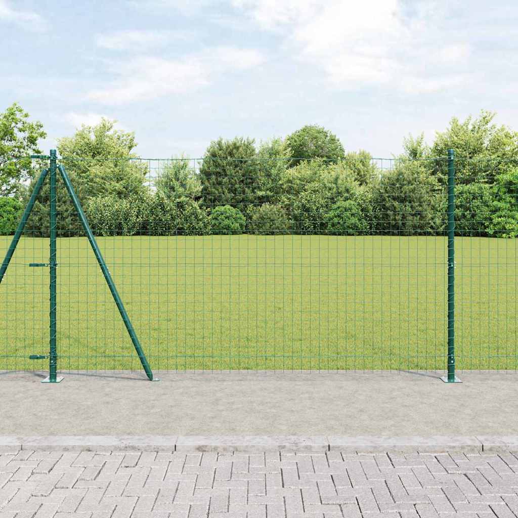Vidaxl hekpaal met betonnen voet 7 st groen gepoedercoat staal