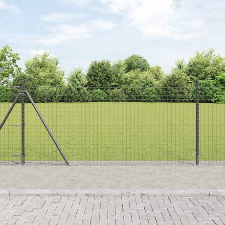 Vidaxl hekpaal met betonnen voet 7 st grijs gepoedercoat staal