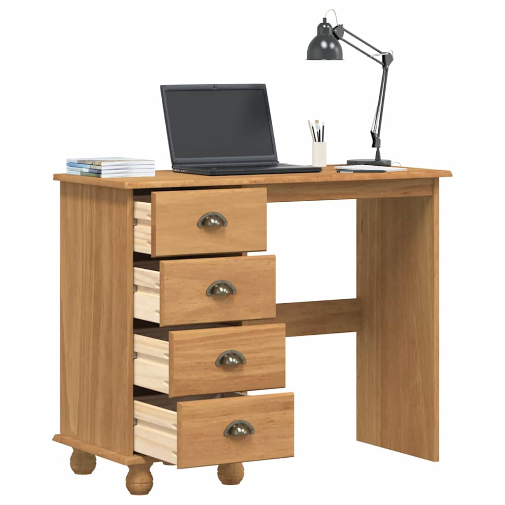 Vidaxl schrijfbureau askim bruin 95 x 40 x 75 cm massief grenenhout