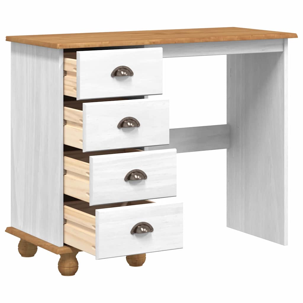 Vidaxl schrijfbureau askim wit 95 x 40 x 75 cm massief grenenhout