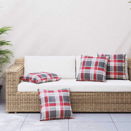 Vidaxl bankkussens 4 stuks rood geruit patroon 40x40 cm stof