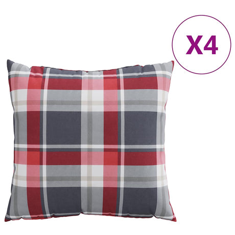 Vidaxl bankkussens 4 stuks rood geruit patroon 50x50 cm stof