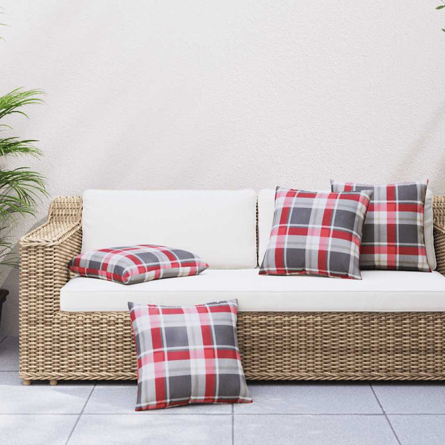 Vidaxl bankkussens 4 stuks rood geruit patroon 60x60 cm stof
