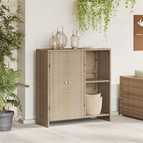 Vidaxl opbergkast met plank met opslag beige 100 x 36 x 102 cm rattan