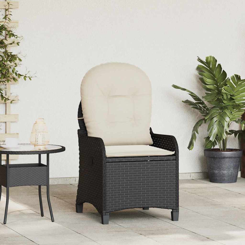 Vidaxl ligstoel zwart poly rattan