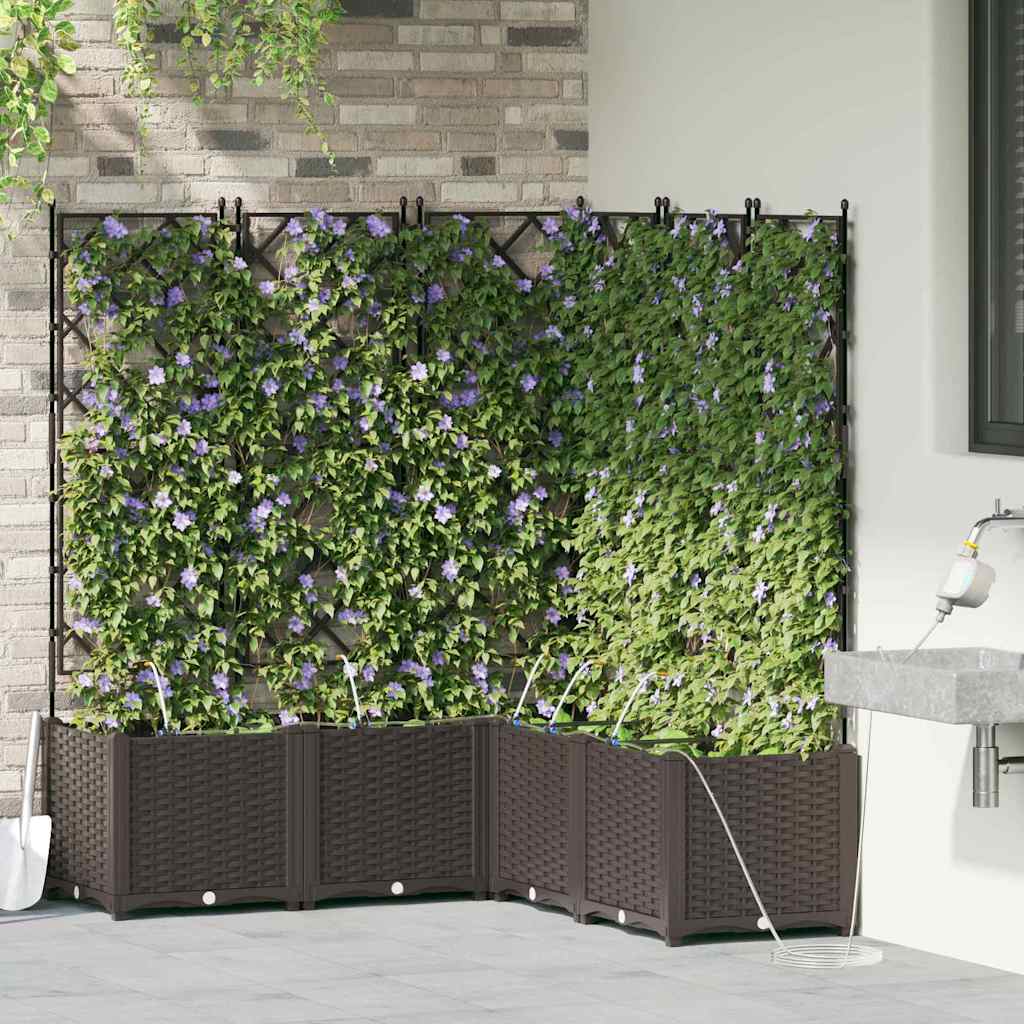 Vidaxl tuin bloempot 5 pcs bruin staal