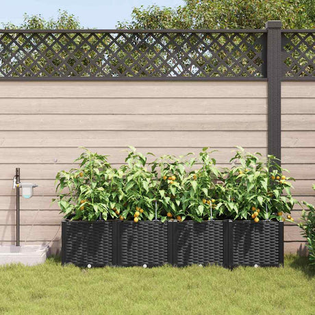 Vidaxl plantenbak 4 st zwart 160 x 40 x 37,5 cm pp