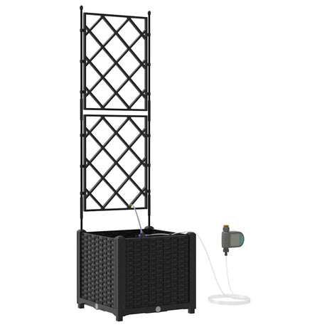 Vidaxl tuin bloempot zwart 40 x 40 x 142 cm staal