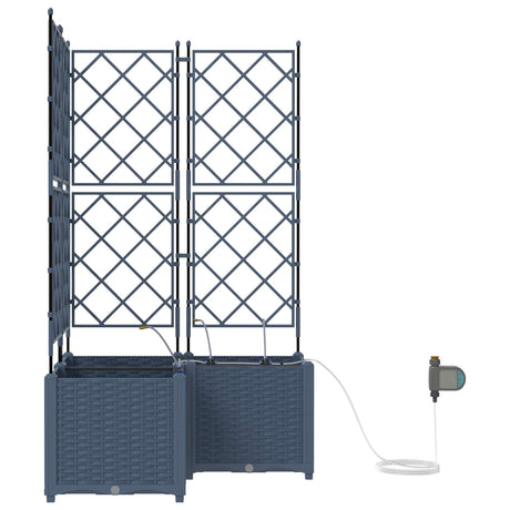 Vidaxl tuin bloempot 3 pcs grijs 120 x 120 x 142 cm staal