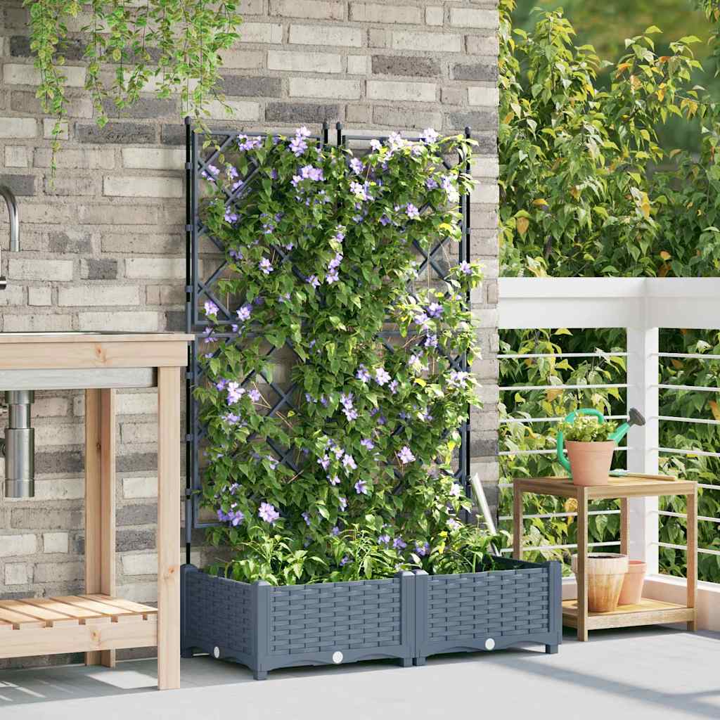 Vidaxl tuin bloempot 2 pcs licht grijs 80 x 40 x 125,5 cm staal