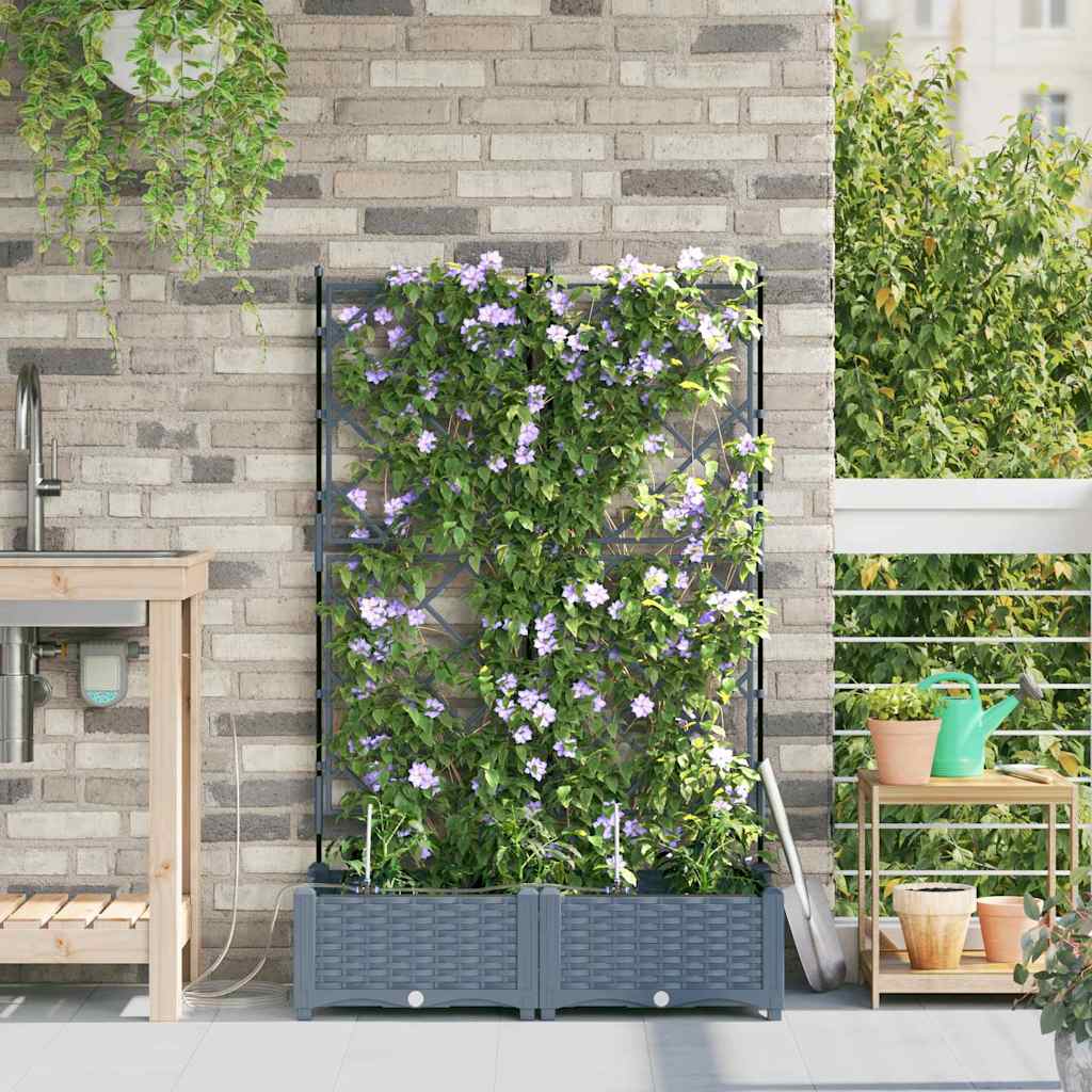 Vidaxl tuin bloempot 2 pcs licht grijs staal