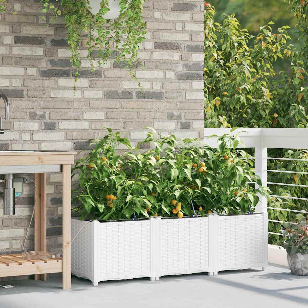 Vidaxl plantenbak 3 st wit 120 x 40 x 37,5 cm pp