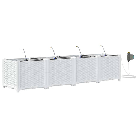 Vidaxl tuin bloempot 4 pcs wit staal