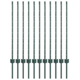 Vidaxl afrasteringspaal 11 pcs groen 100 cm staal