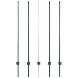 Vidaxl afrasteringspaal 5 pcs groen 140 cm staal