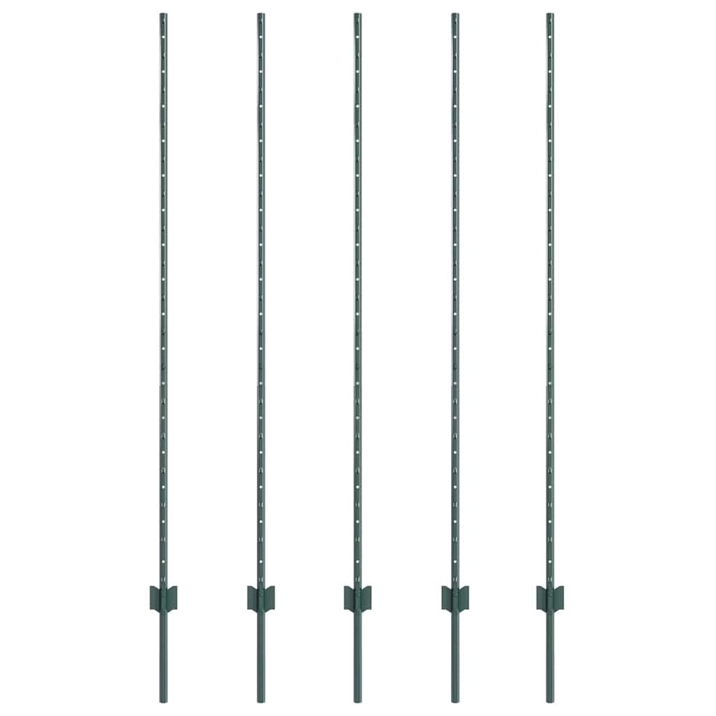 Vidaxl afrasteringspaal 5 pcs groen 160 cm staal