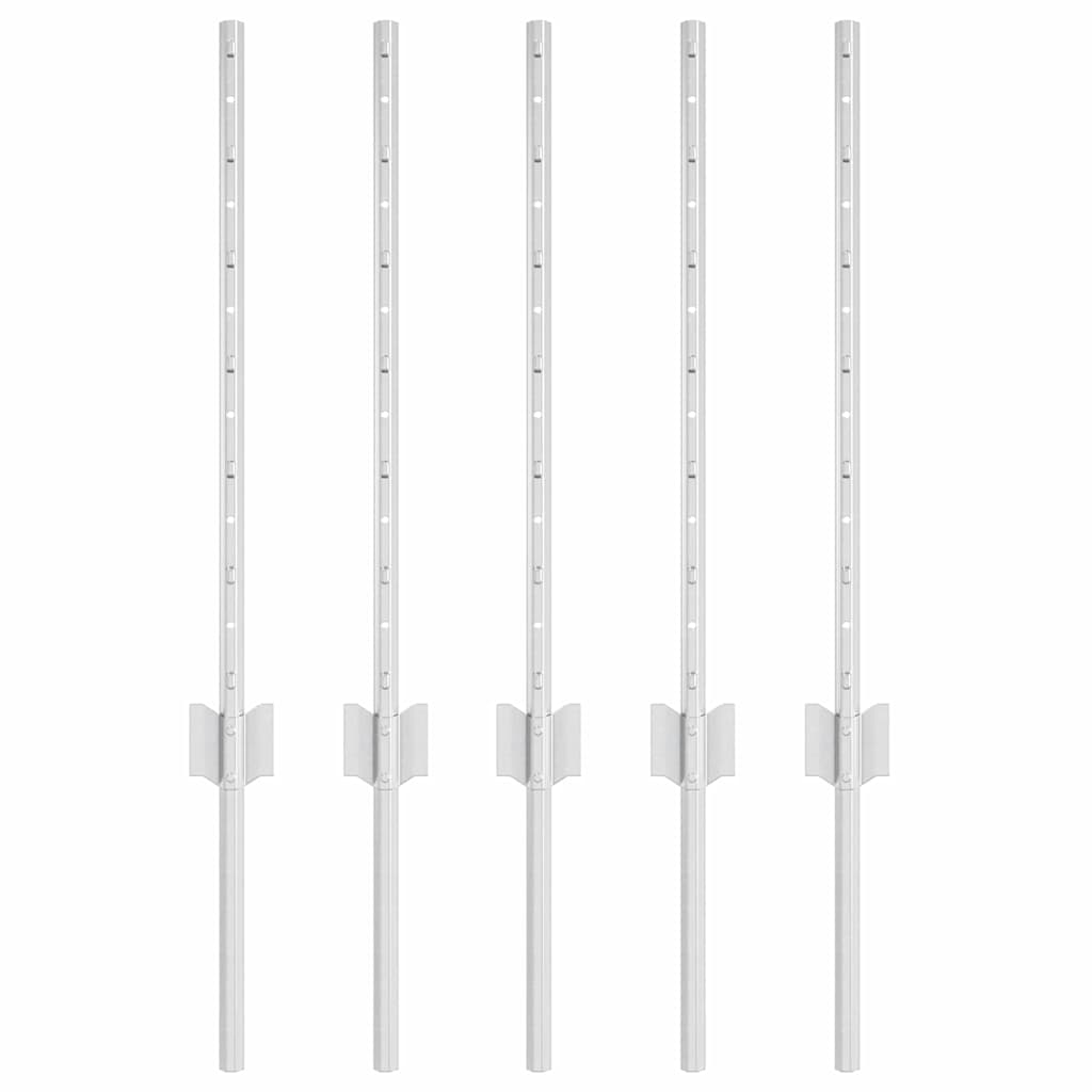 Vidaxl afrasteringspaal 5 pcs zilver 60 cm staal
