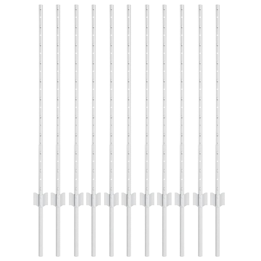 Vidaxl ingegraven hekpalen 11 st zilver 140 cm gepoedercoat staal