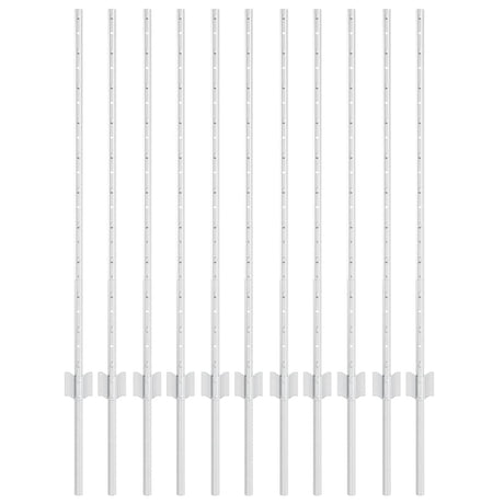 Vidaxl ingegraven hekpalen 11 st zilver 140 cm gepoedercoat staal