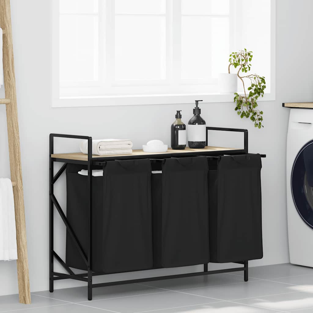Vidaxl wasmand 3 vakken met plank sonoma eikenkleurig