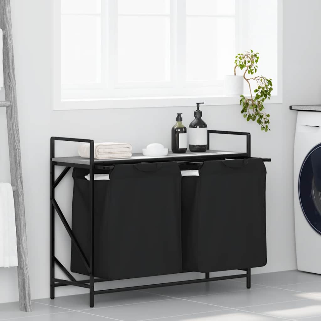 Vidaxl wasmand 2 vakken met plank grijs sonoma eiken