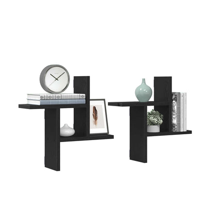 Vidaxl wandplanken 2 stuks zwart eiken 38x12x38 cm bewerkt hout