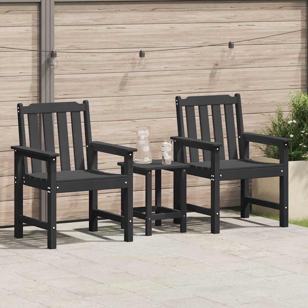 Vidaxl tuin eetkamerstoel 2 st zwart hdpe
