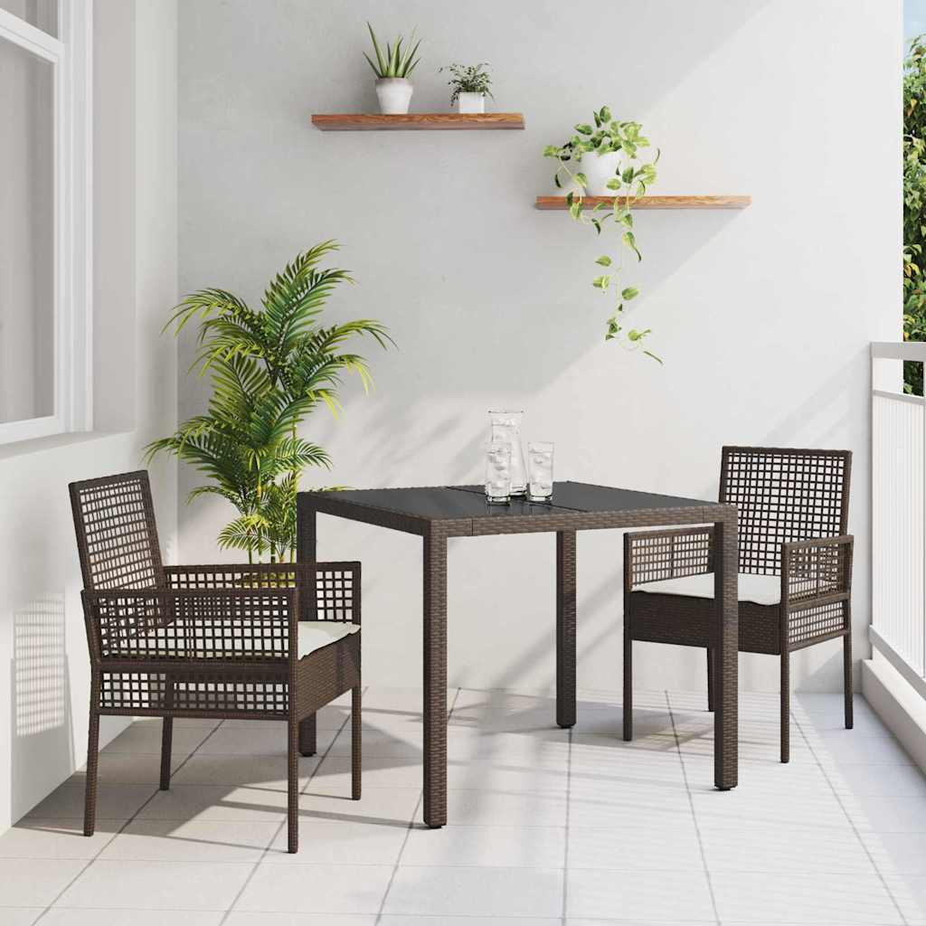Vidaxl tuin eettafelset 3 st bruin poly rattan