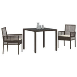 Vidaxl tuin eettafelset 3 st bruin poly rattan
