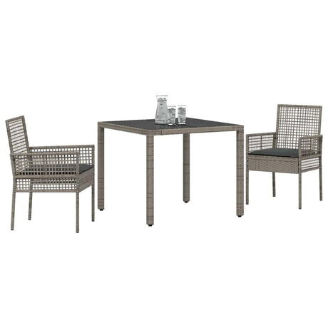 Vidaxl tuin eettafelset 3 st grijs poly rattan