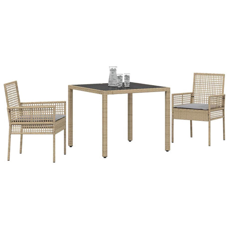 Vidaxl tuin eettafelset 3 st beige poly rattan
