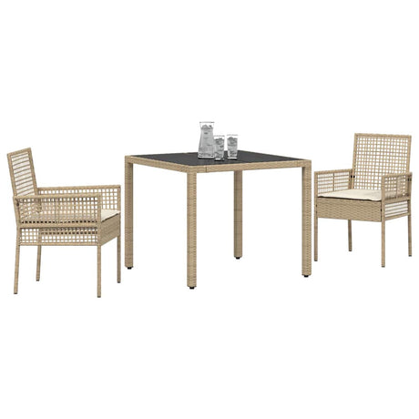 Vidaxl tuin eettafelset 3 st beige poly rattan