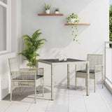 Vidaxl tuin eettafelset 3 st lichtgrijs poly rattan