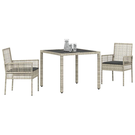 Vidaxl tuin eettafelset 3 st lichtgrijs poly rattan