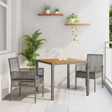 Vidaxl tuin eettafelset 3 st grijs poly rattan