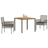 Vidaxl tuin eettafelset 3 st grijs poly rattan