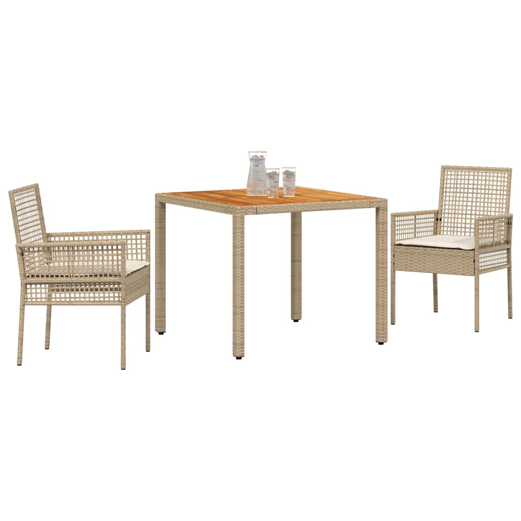 Vidaxl tuin eettafelset 3 st beige poly rattan