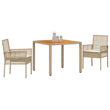 Vidaxl tuin eettafelset 3 st beige poly rattan