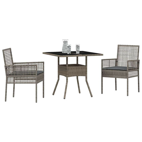 Vidaxl tuin eettafelset 3 st grijs poly rattan