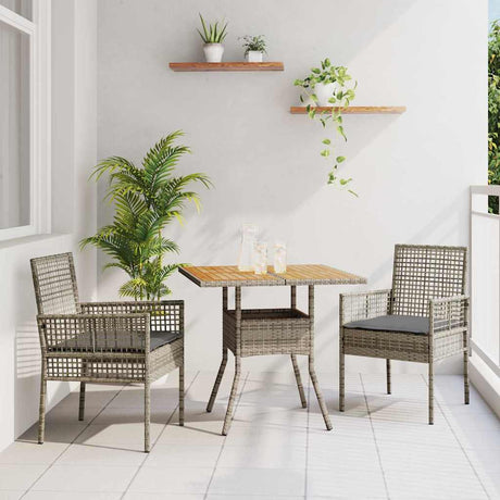 Vidaxl tuin eettafelset 3 st grijs poly rattan