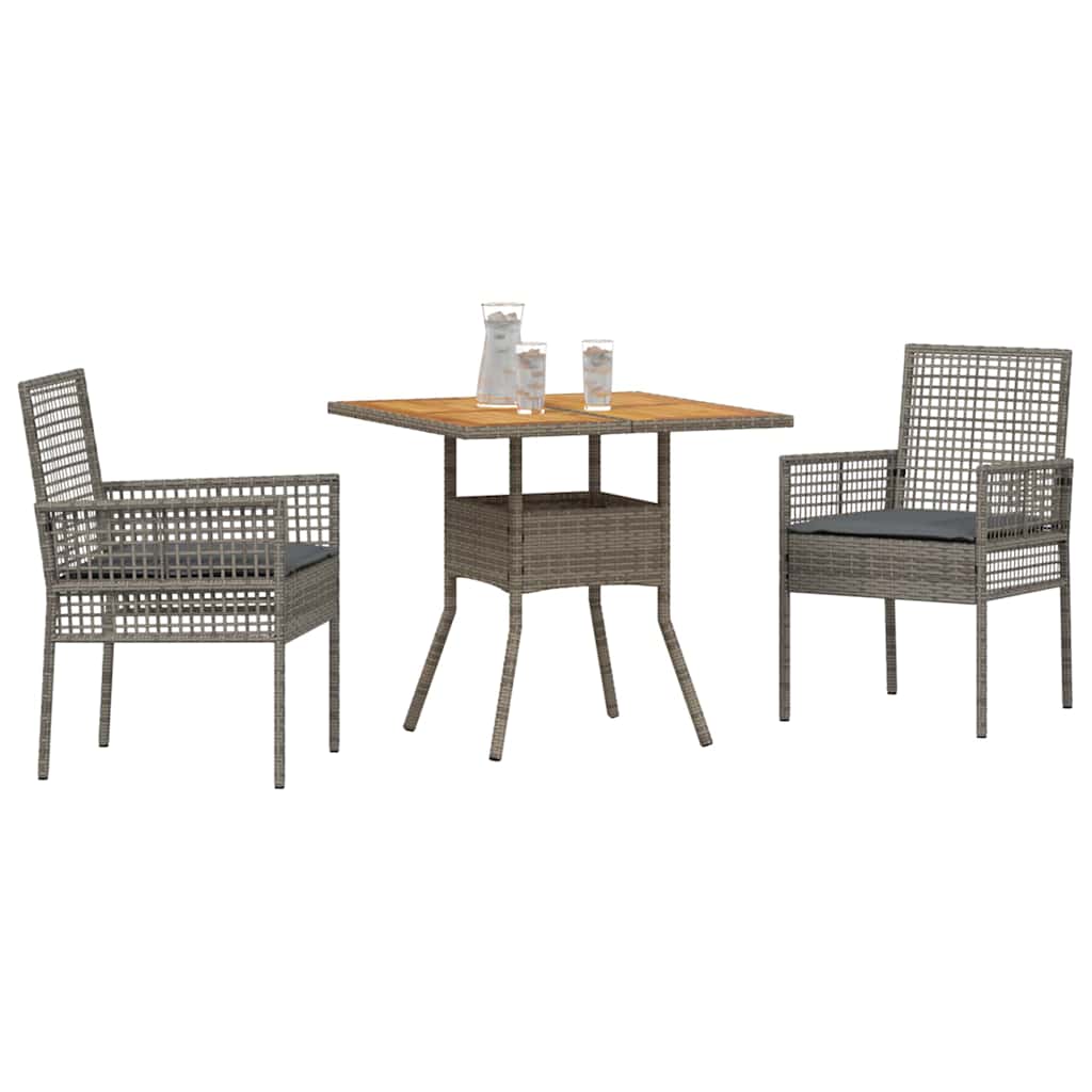 Vidaxl tuin eettafelset 3 st grijs poly rattan