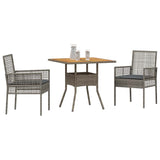 Vidaxl tuin eettafelset 3 st grijs poly rattan