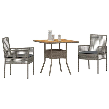 Vidaxl tuin eettafelset 3 st grijs poly rattan