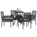 Vidaxl tuin eettafelset 5 st zwart poly rattan
